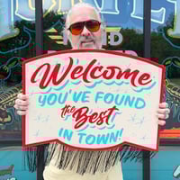 Best in Town- Hand Painted Wood cuout w/ fringe