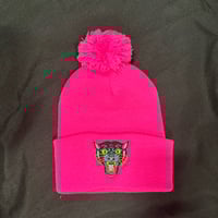 Image 1 of POM POM Neon Pink Beanie