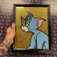 Sleepy Tom glass painting